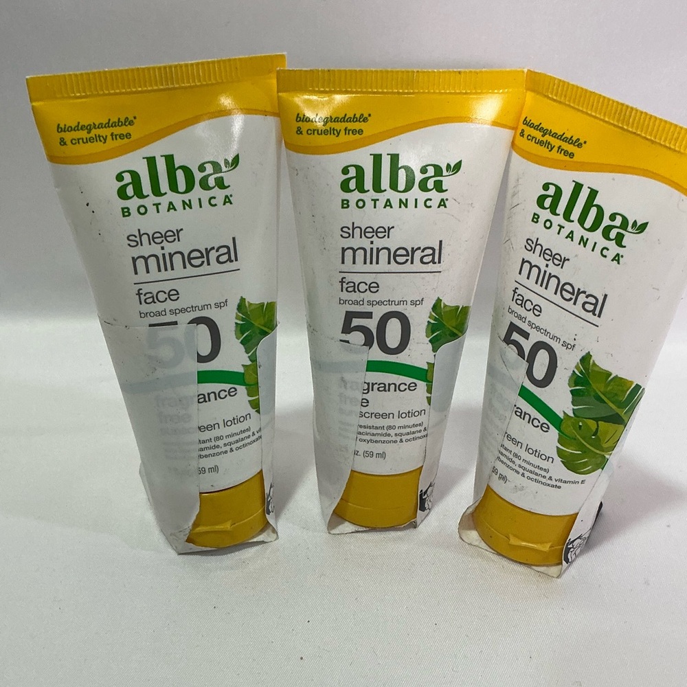 Alba Botanica Sheer Mineral Sunscreen, Broad Spectrum SPF 50, (3) 3fl oz New
